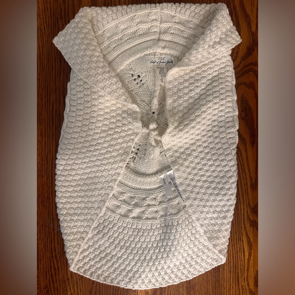 H&M L.O.G.G Girls Youth Shrug Sleeveless Vest Sweater Cream size 6-8